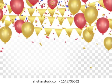 Balloons header background design element of birthday or party balloons for party serpentine