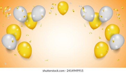 Balloons header background. Party card with colorful balloons. Balloon background.. Celebration party banner with Blue color balloons background.