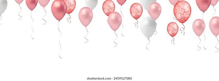 Fondo de encabezado de globos. Tarjeta de fiesta con globos de colores. Fondo de globo