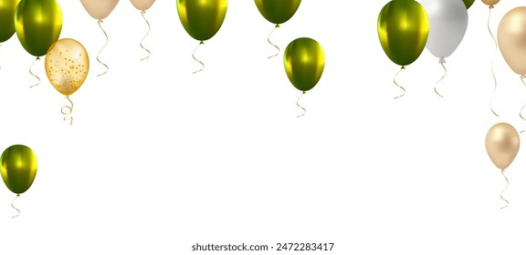 Balloons header background. Party card with colourful balloons. Balloon background