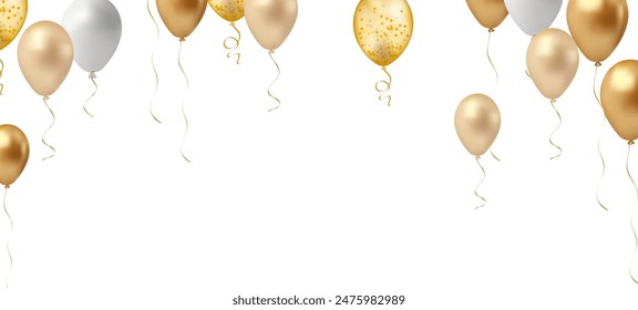 Balloons header background. Party card with colourful balloons. Balloon background