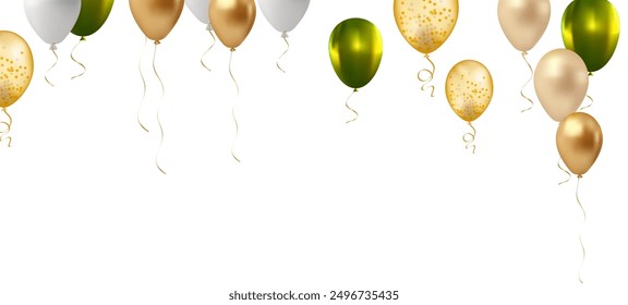 Balloons header background. Party card with colourful balloons. Balloon background