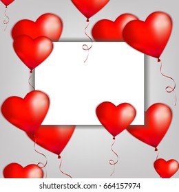 Balloons heart. Feelings and love. Frame for the inscription. For your design.