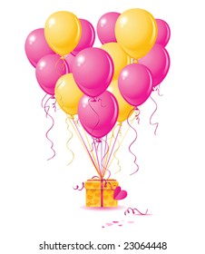 balloons heart with gift