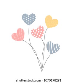Balloons in the heart shape in different colors/ Vector Illustration