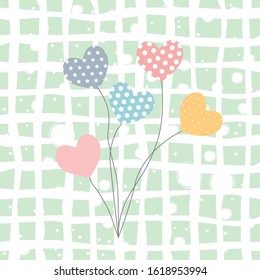Balloons in the heart shape in different colors. Vector Illustration