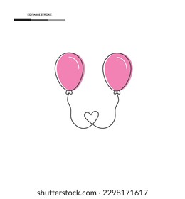 Balloons And Heart Shape Icon Vector Design.
