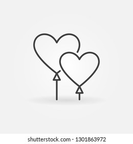 Balloons in Heart Shape vector concept linear icon or design element