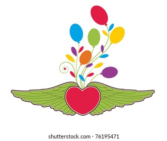 Balloons heart wings - heart with room for message