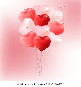 Globos con vectores de corazón Ilustración EPS10