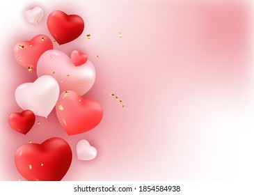 Globos con vectores de corazón Ilustración EPS10