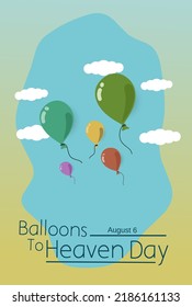 balloons to heaven day august 6 vector illustration, suitable for web banner or card campaign