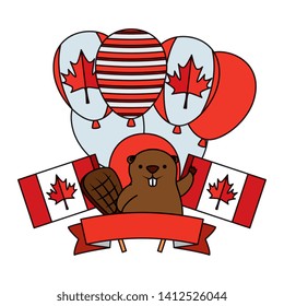 balloons helium with canadian flag and beaver