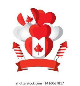 balloons helium with canadian flag and fireworks rockets