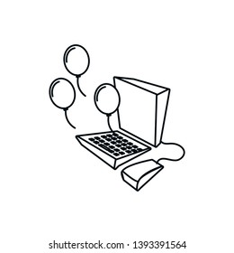 balloons helium with desktop computer