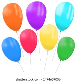 Balloons with helium of different colors on a white background. Realistic vector image of festive balloons.