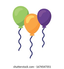 balloons helium floating detailed style icon vector illustration design