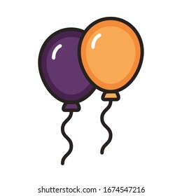 balloons helium floating line and fill style icon vector illustration design