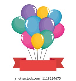 balloons helium floating with ribbon