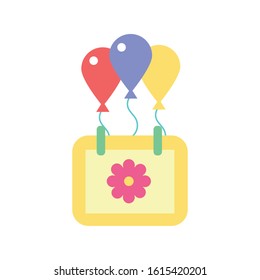balloons helium with flower spring vector illustration design