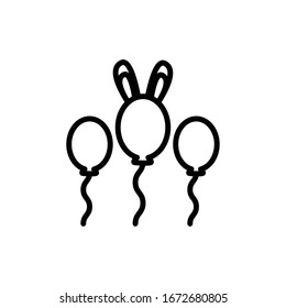 balloons helium with rabbit ears easter line style icon vector illustration design