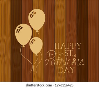 balloons helium with saint patrick font wooden background