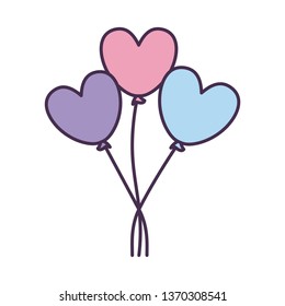 balloons helium in shape heart isolated icon
