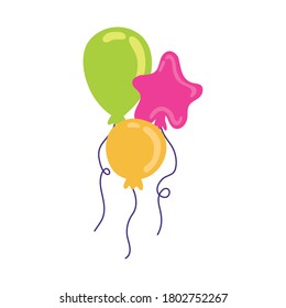 balloons helium star floating flat style icon vector illustration design