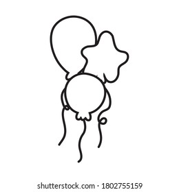 Ballons Helium-Stern schwimmende Linie Symbol Vektorgrafik Design