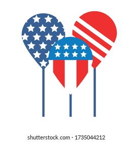 balloons helium with usa flag flat style vector illustration design