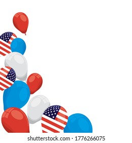 balloons helium with usa flags icons vector illustration design