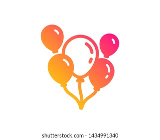 Balloons icon. Amusement park or birthday party sign. Classic flat style. Gradient balloons icon. Vector