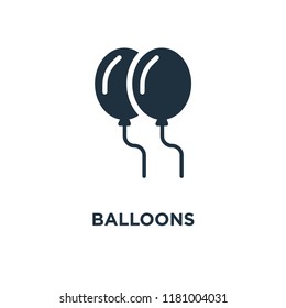 Balloons icon. Black filled vector illustration. Balloons symbol on white background. Can be used in web and mobile.