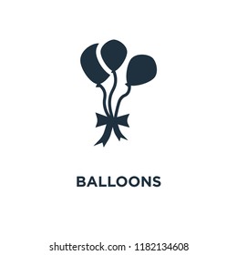 Balloons icon. Black filled vector illustration. Balloons symbol on white background. Can be used in web and mobile.