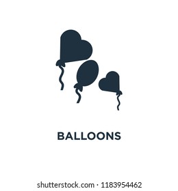 Balloons icon. Black filled vector illustration. Balloons symbol on white background. Can be used in web and mobile.