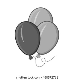 Balloons icon in black monochrome style isolated on white background. Holiday symbol vector illustration