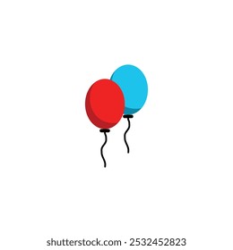Icono de globos Globo azul y rojo sobre fondo blanco.