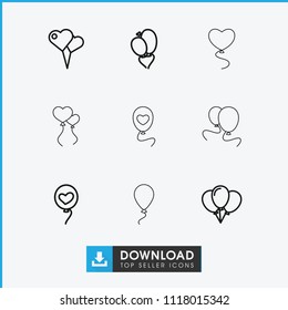 Balloons icon. collection of 9 balloons outline icons such as balloon. editable balloons icons for web and mobile.