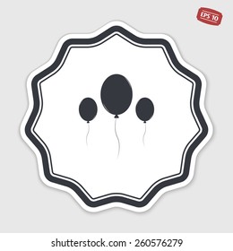 Balloons icon. Flat design style. Made in vector illustration. Emblem or label with shadow.