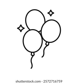 Balloons icon flat line symbol set.
