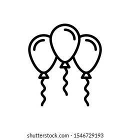 Balloons icon isolated on white background. Happy Birthday Emblem Isolated Illustration , Outline Solid Background White Template Logo