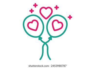 balloons icon. icon related wedding, party. line icon style. wedding element illustration