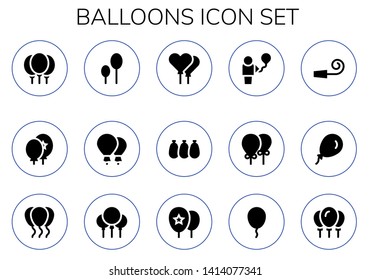 balloons icon set. 15 filled balloons icons.  Simple modern icons about  - Balloons, Balloon, Party whistle