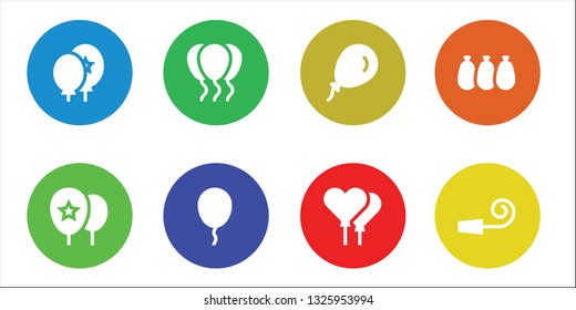 balloons icon set. 8 filled balloons icons.  Simple modern icons about  - Balloons, Balloon, Party whistle