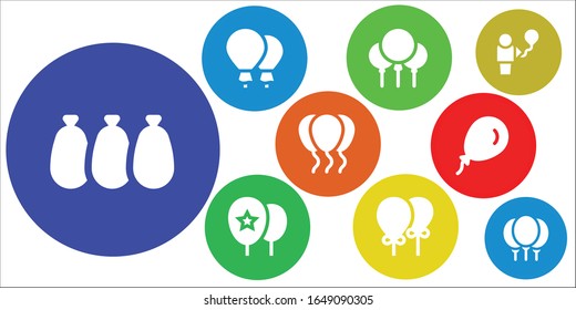 conjunto de iconos de globos. 9 iconos llenos de globos.  Iconos modernos sencillos, como: Globos, globos