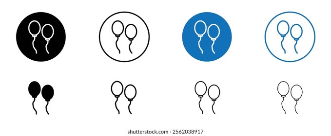 Balloons icon set in black and blue colors