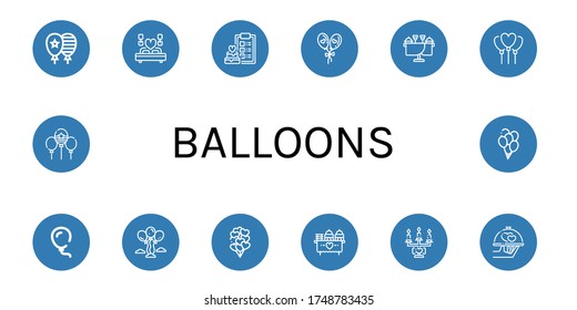 balloons icon set. Collection of Balloon, Wedding, Balloons icons