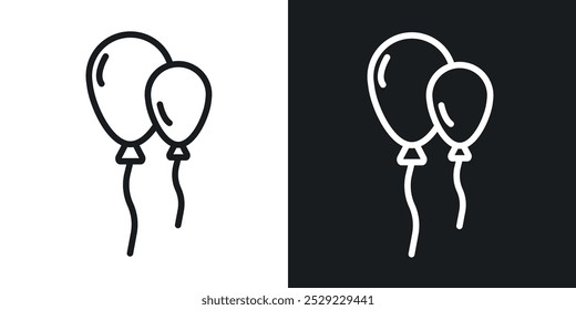 Icono de globos en color negro de línea delgada. ilustración de símbolos de Vector simple plano.