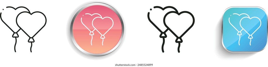 icono de globos. Diseño delgado de estilo lineal, regular y de Botón aislado sobre fondo blanco