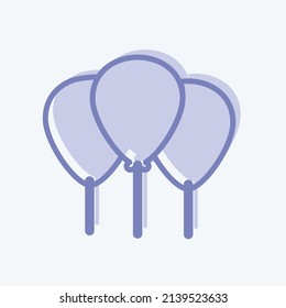 Balloons Icon in trendy blue eyes style isolated on soft blue background